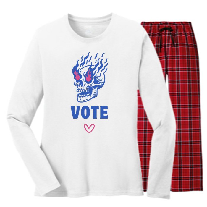 Presidential Election 2024 Cast Your Vote 2024 Women's Long Sleeve Flannel Pajama Set 