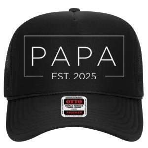 Papa Est 2025 Promoted To Grandpa Pregnancy Announcement High Crown Mesh Back Trucker Hat