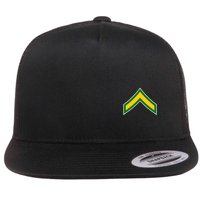 Private E 2 Mlitary Badge Flat Bill Trucker Hat