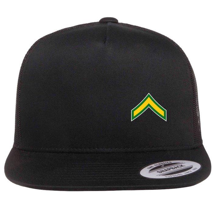 Private E 2 Mlitary Badge Flat Bill Trucker Hat