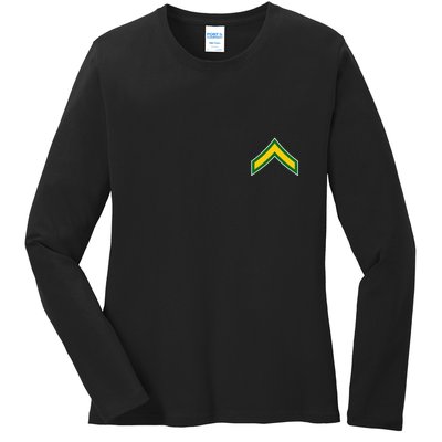 Private E 2 Mlitary Badge Ladies Long Sleeve Shirt