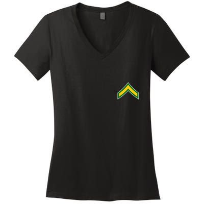 Private E 2 Mlitary Badge Women's V-Neck T-Shirt