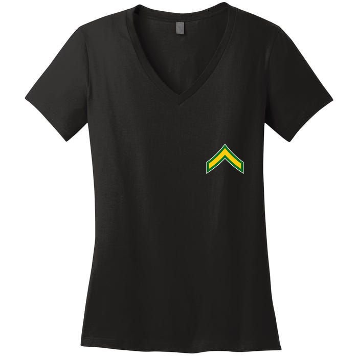 Private E 2 Mlitary Badge Women's V-Neck T-Shirt