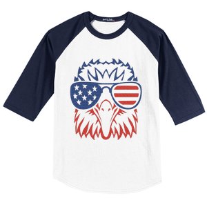 Patriotic Eagle 4th of July USA American Flag Baseball Sleeve Shirt