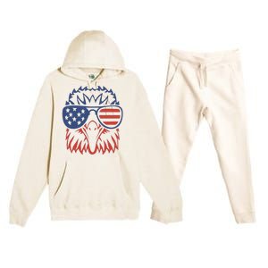 Patriotic Eagle 4th of July USA American Flag Premium Hooded Sweatsuit Set