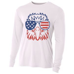 Patriotic Eagle 4th of July USA American Flag Cooling Performance Long Sleeve Crew