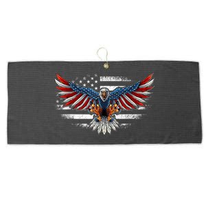 Patriotic Eagle 4th Of July Usa American Flag Funny Gift Large Microfiber Waffle Golf Towel