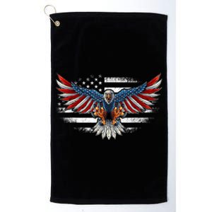 Patriotic Eagle 4th Of July Usa American Flag Funny Gift Platinum Collection Golf Towel