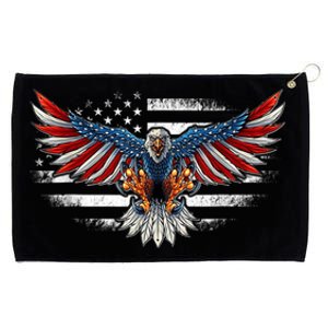 Patriotic Eagle 4th Of July Usa American Flag Funny Gift Grommeted Golf Towel