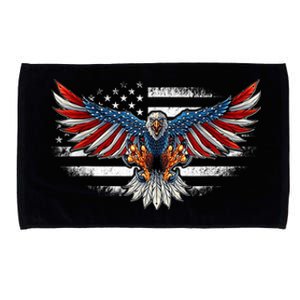 Patriotic Eagle 4th Of July Usa American Flag Funny Gift Microfiber Hand Towel