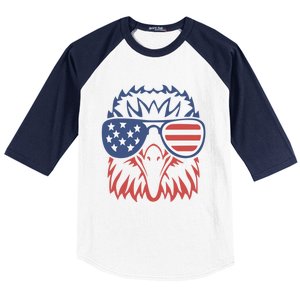 PATRIOTIC EAGLE 4th Of July USA American Flag Baseball Sleeve Shirt