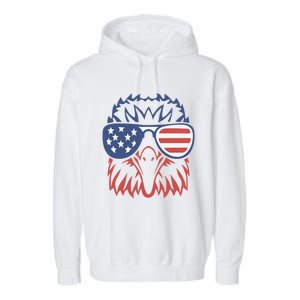 PATRIOTIC EAGLE 4th Of July USA American Flag Garment-Dyed Fleece Hoodie