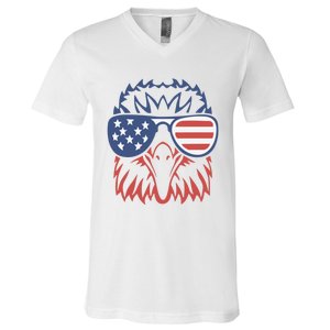 PATRIOTIC EAGLE 4th Of July USA American Flag V-Neck T-Shirt