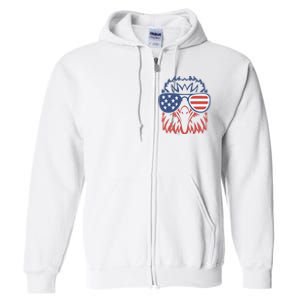 PATRIOTIC EAGLE 4th Of July USA American Flag Full Zip Hoodie