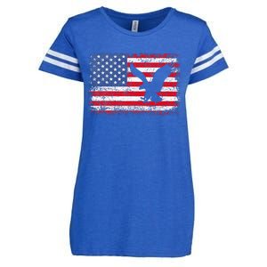 Patriotic Eagle 4th Of July USA American Flag Independence Enza Ladies Jersey Football T-Shirt