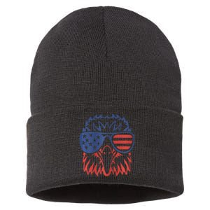 Patriotic Eagle 4th Of July Usa Sustainable Knit Beanie