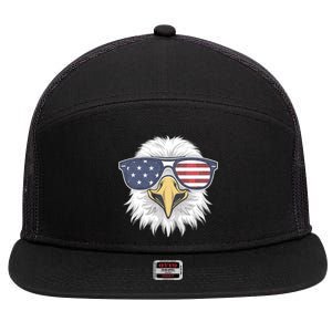 Patriotic Eagle 4th Of July Usa American Flag 7 Panel Mesh Trucker Snapback Hat