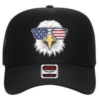 Patriotic Eagle 4th Of July Usa American Flag High Crown Mesh Back Trucker Hat