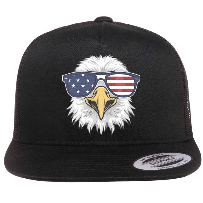 Patriotic Eagle 4th Of July Usa American Flag Flat Bill Trucker Hat