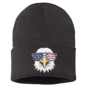 Patriotic Eagle 4th Of July Usa American Flag Sustainable Knit Beanie