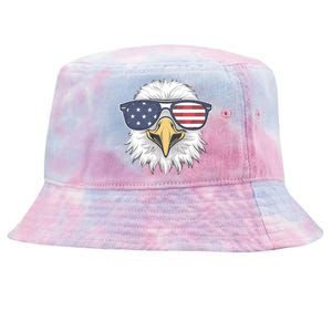 Patriotic Eagle 4th Of July Usa American Flag Tie-Dyed Bucket Hat