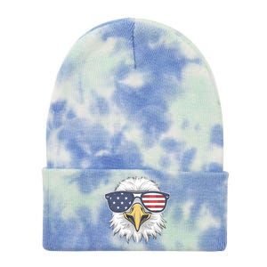 Patriotic Eagle 4th Of July Usa American Flag Tie Dye 12in Knit Beanie