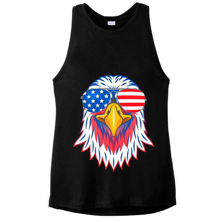 Patriotic Eagle 4th Of July Usa American Flag Pride Ladies PosiCharge Tri-Blend Wicking Tank