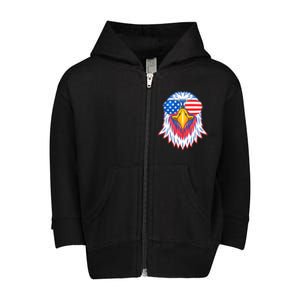 Patriotic Eagle 4th Of July Usa American Flag Pride Toddler Zip Fleece Hoodie