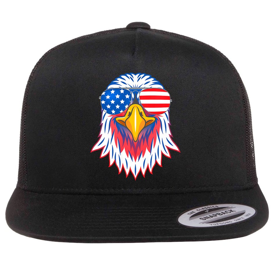 Patriotic Eagle 4th Of July Usa American Flag Pride Flat Bill Trucker Hat