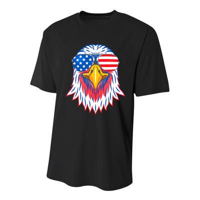 Patriotic Eagle 4th Of July Usa American Flag Pride Youth Performance Sprint T-Shirt