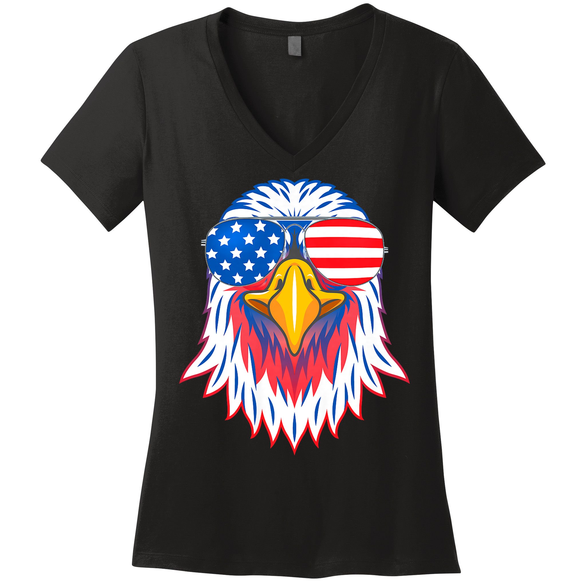 Patriotic Eagle 4th Of July Usa American Flag Pride Women's V-Neck T-Shirt