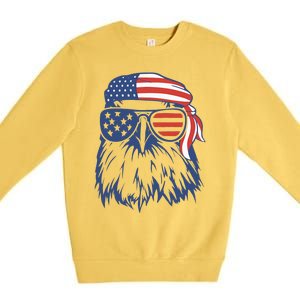 Patriotic Eagle 4th Of July Sunglasses USA American Flag Premium Crewneck Sweatshirt