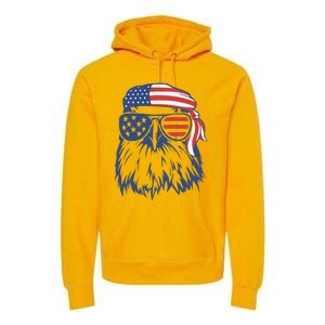 Patriotic Eagle 4th Of July Sunglasses USA American Flag Premium Hoodie