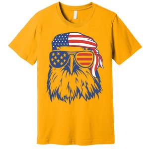 Patriotic Eagle 4th Of July Sunglasses USA American Flag Premium T-Shirt