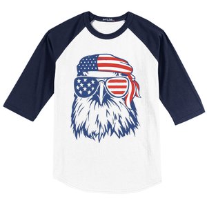 Patriotic Eagle 4th Of July Sunglasses USA American Flag Baseball Sleeve Shirt