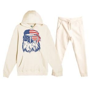 Patriotic Eagle 4th Of July Sunglasses USA American Flag Premium Hooded Sweatsuit Set