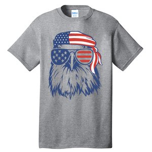 Patriotic Eagle 4th Of July Sunglasses USA American Flag Tall T-Shirt