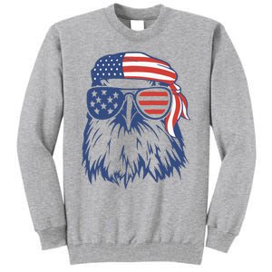 Patriotic Eagle 4th Of July Sunglasses USA American Flag Tall Sweatshirt