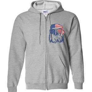 Patriotic Eagle 4th Of July Sunglasses USA American Flag Full Zip Hoodie