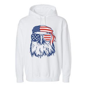 Patriotic Eagle 4th Of July Sunglasses USA American Flag Garment-Dyed Fleece Hoodie