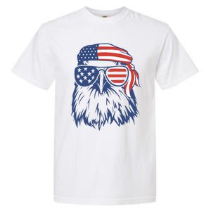 Patriotic Eagle 4th Of July Sunglasses USA American Flag Garment-Dyed Heavyweight T-Shirt