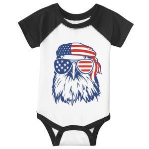 Patriotic Eagle 4th Of July Sunglasses USA American Flag Infant Baby Jersey Bodysuit