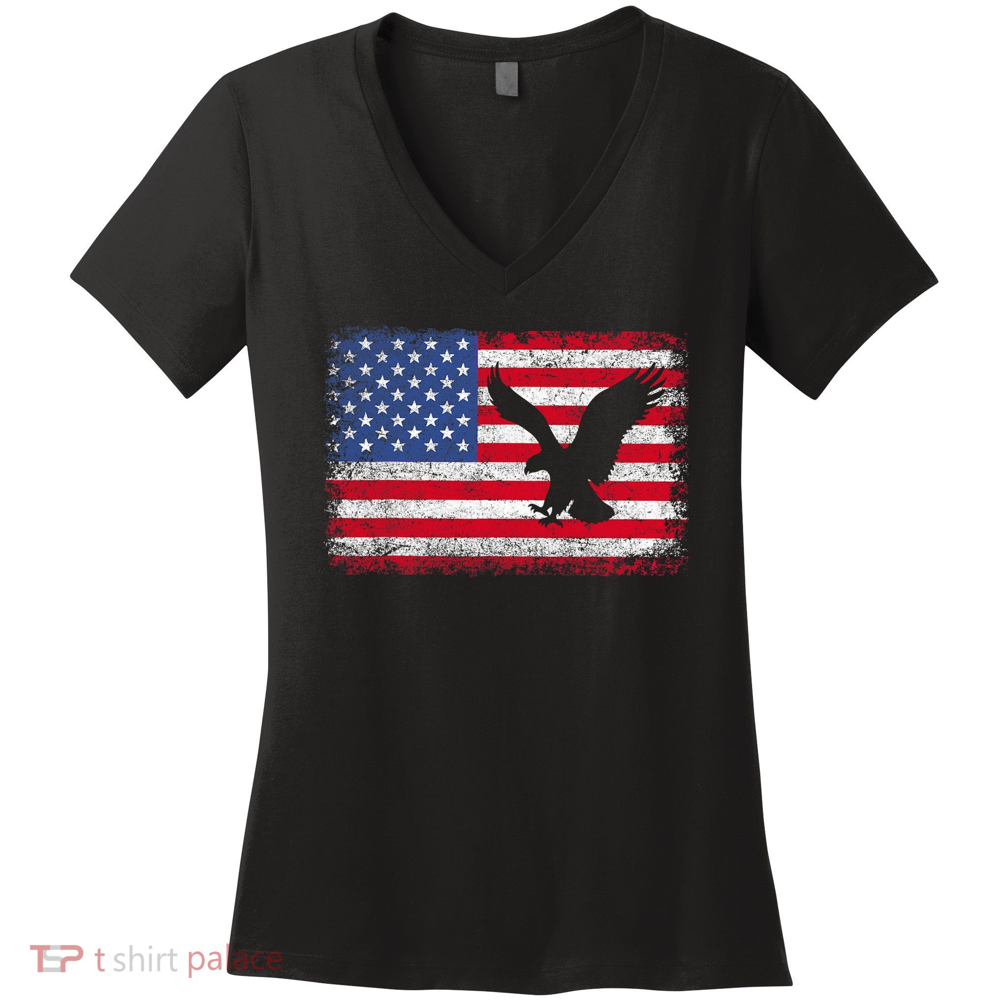 Patriotic Eagle 4th Of July Usa American Flag Women's V-Neck T-Shirt