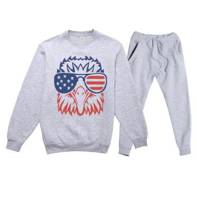 Patriotic Eagle 4th of July USA American Flag Design Premium Crewneck Sweatsuit Set