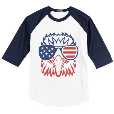 Patriotic Eagle 4th of July USA American Flag Design Baseball Sleeve Shirt