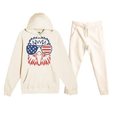 Patriotic Eagle 4th of July USA American Flag Design Premium Hooded Sweatsuit Set