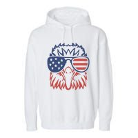 Patriotic Eagle 4th of July USA American Flag Design Garment-Dyed Fleece Hoodie