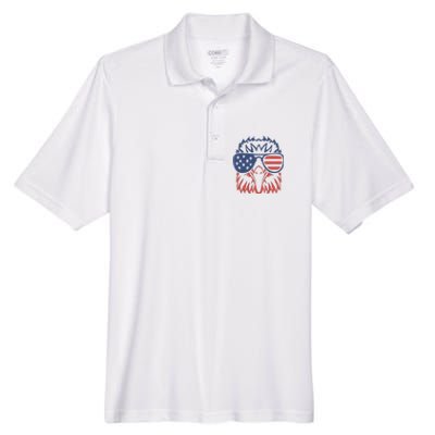 Patriotic Eagle 4th of July USA American Flag Design Men's Origin Performance Pique Polo