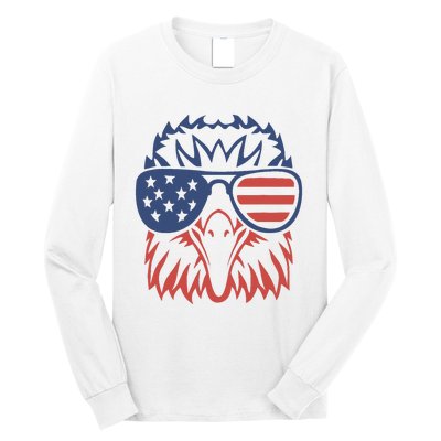 Patriotic Eagle 4th of July USA American Flag Design Long Sleeve Shirt