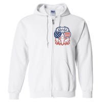 Patriotic Eagle 4th of July USA American Flag Design Full Zip Hoodie